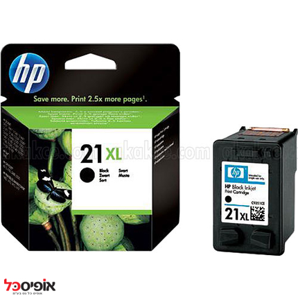 ראש דיו HP-C9351C שחור מקורי (21XL 11ML)