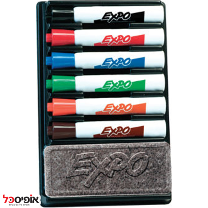 אורגנייזר ללוח מחיק + 6 טושים EXPO