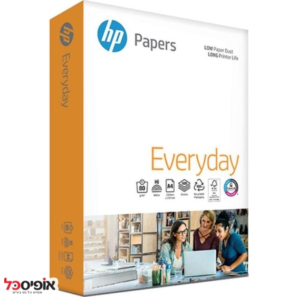 קרטון נייר HP 80gr A4 (5 חב')