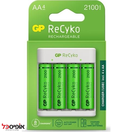 מטען USB + רביעיה סוללות 2100 AA GP411
